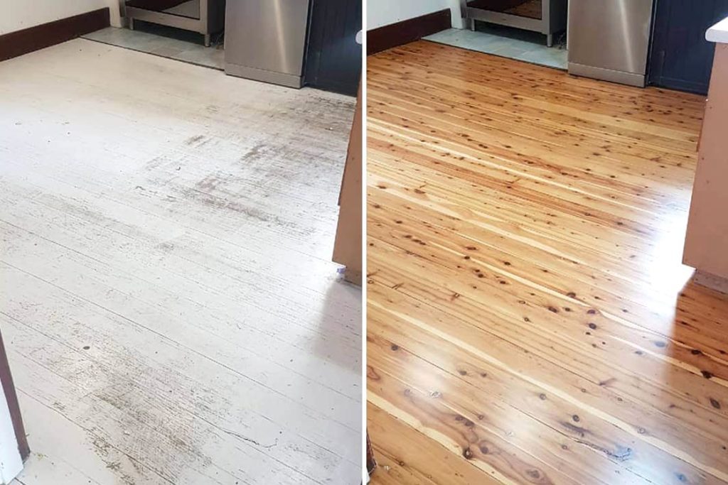 Floor sanding before & after